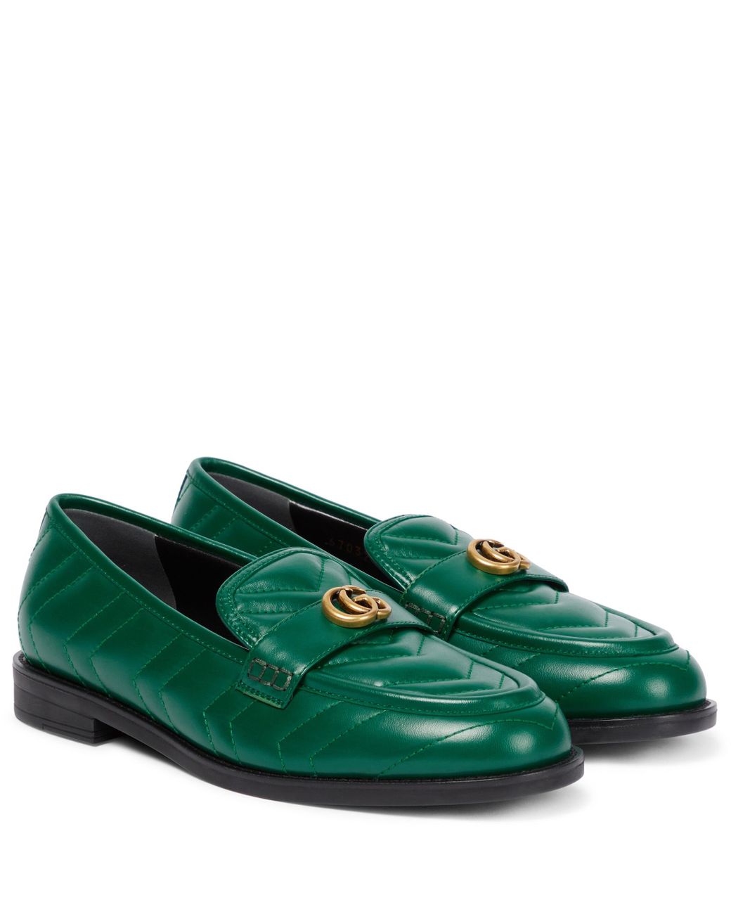 Gucci Double G Matelassé Leather Loafers in Green | Lyst