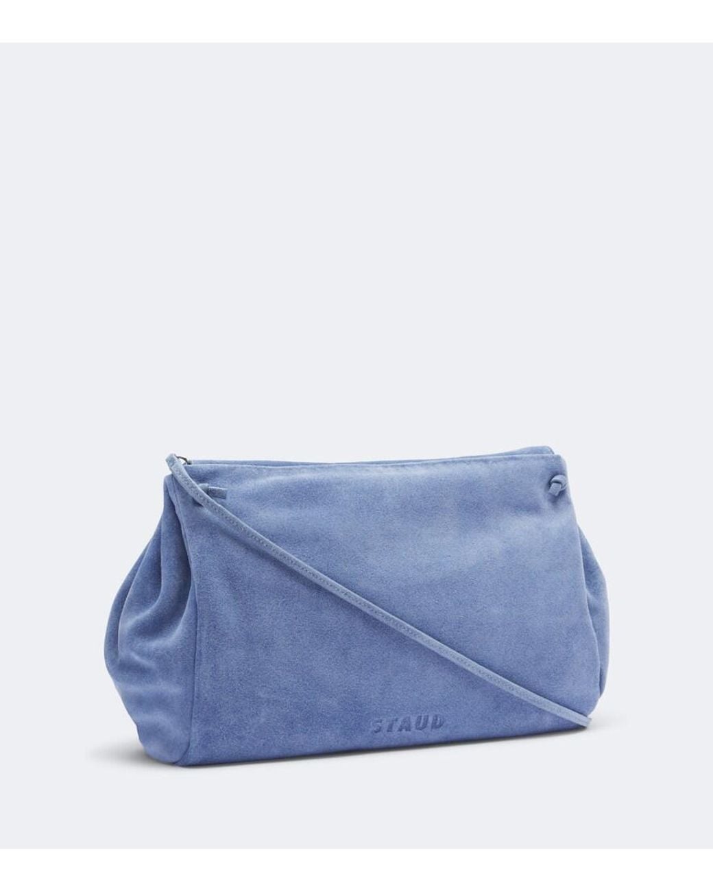Staud Blue Cy Medium Suede Clutch