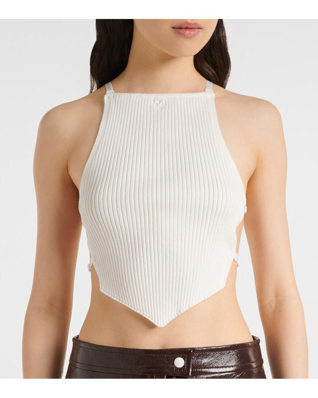 Top En Maille Cotelee A Decoupes Courreges en coloris White