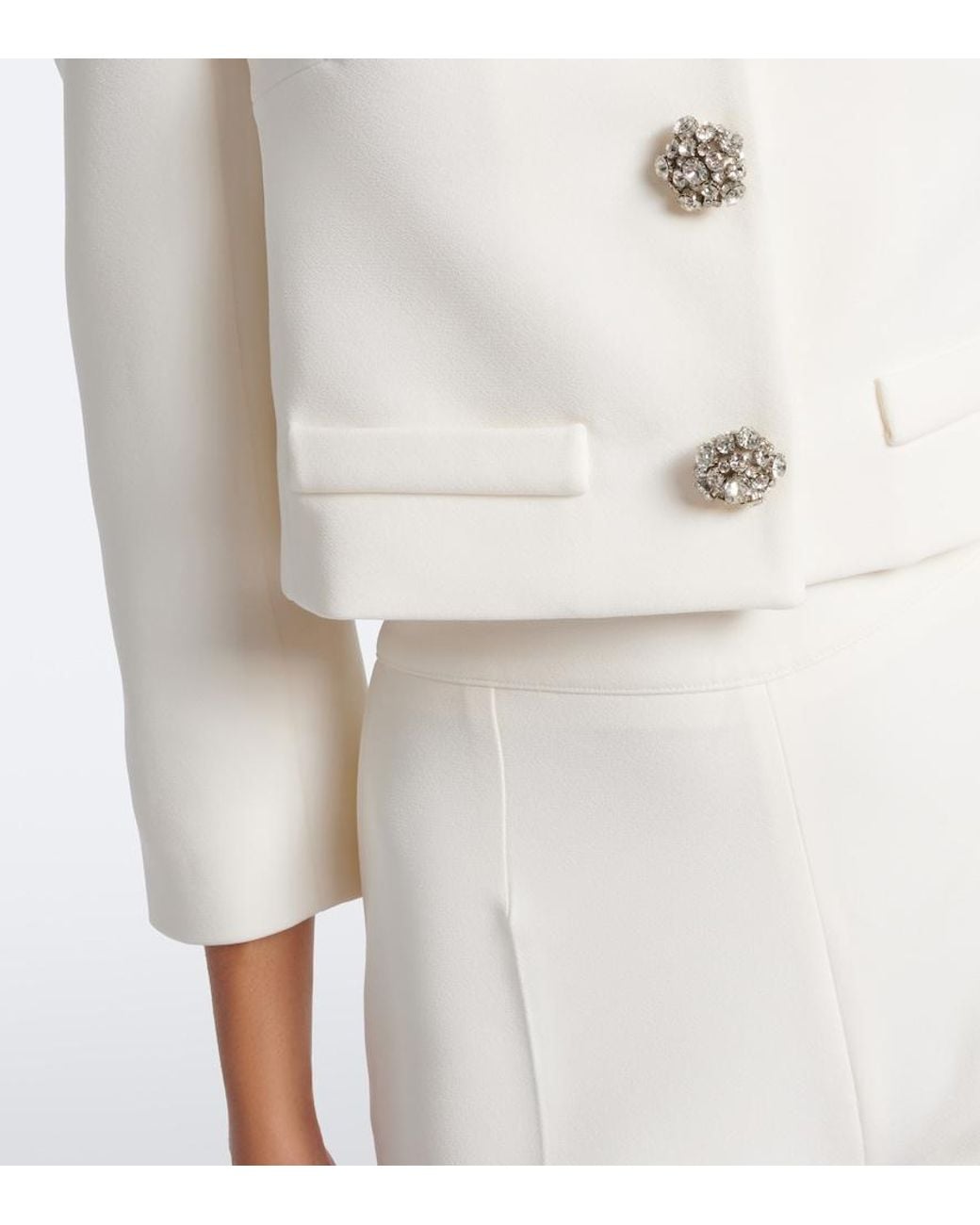 Safiyaa Natural Bridal Brigitta Cropped Crepe Jacket
