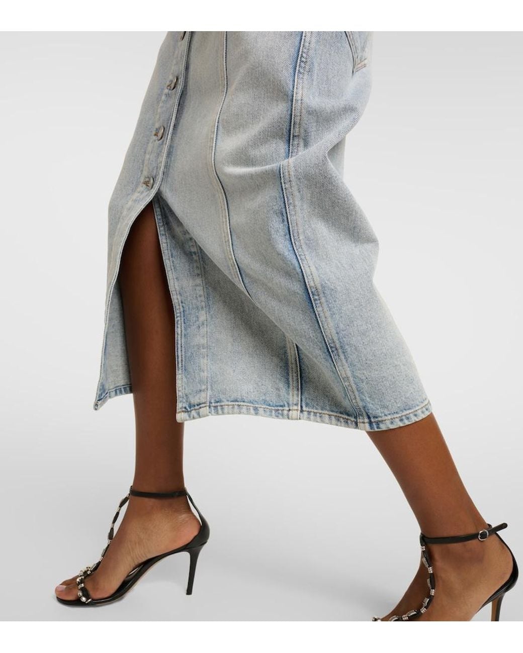 Isabel Marant Gray Vandy Denim Midi Skirt