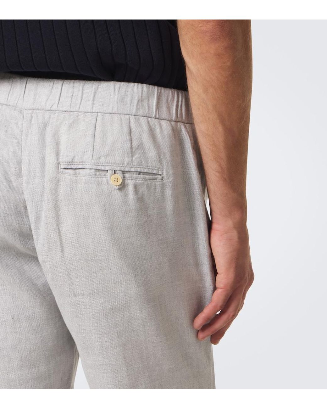 Frescobol Carioca Gray Oscar Linen And Cotton Straight Pants for men