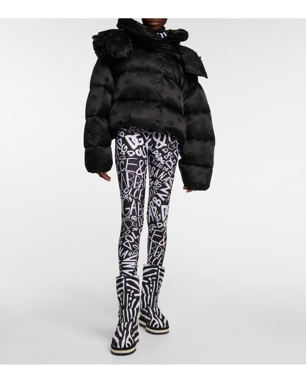 Dolce & Gabbana Black Zebra-print Padded Nylon Snow Boots
