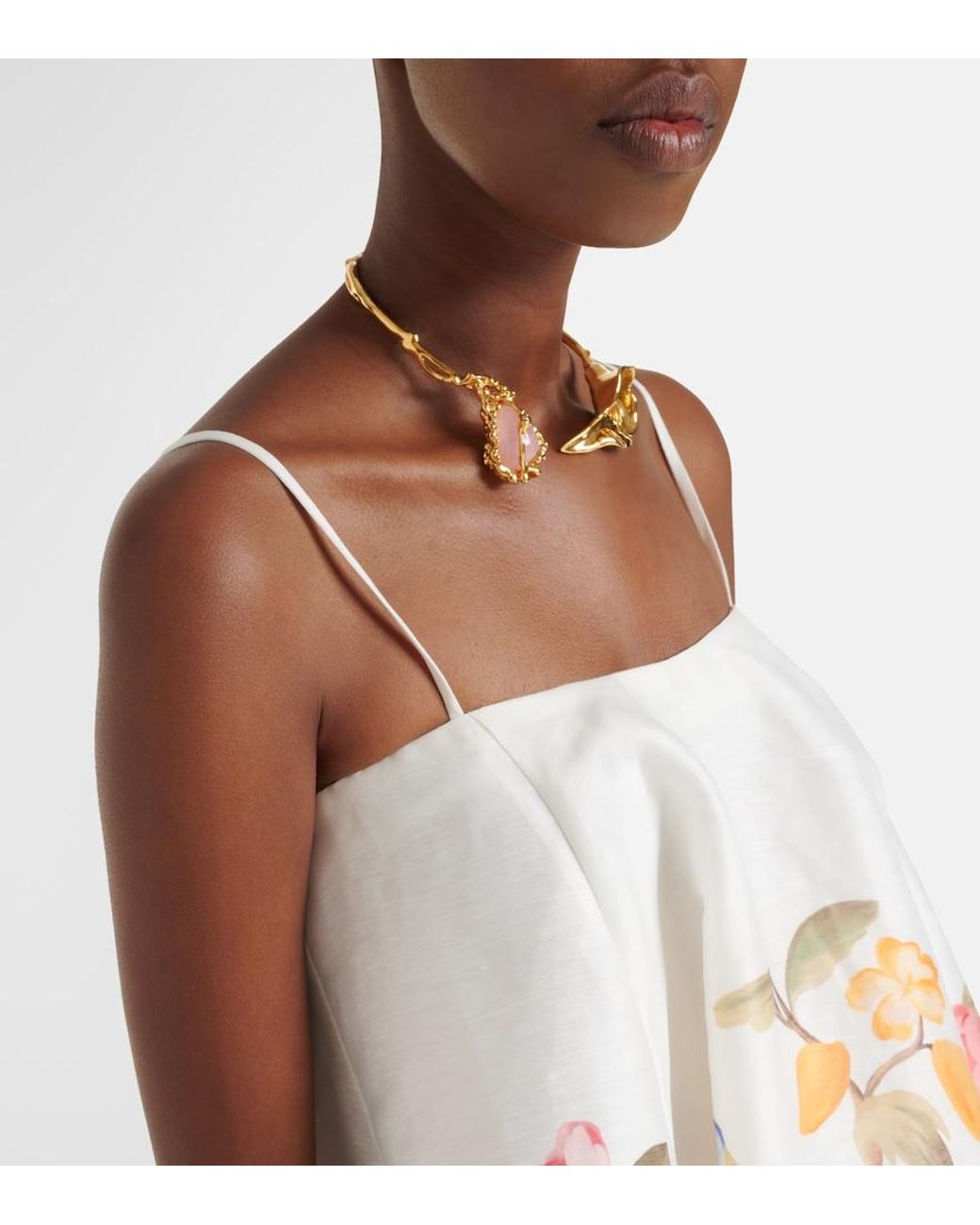 LEO LIN White Caitlin Floral Linen-Blend Minidress