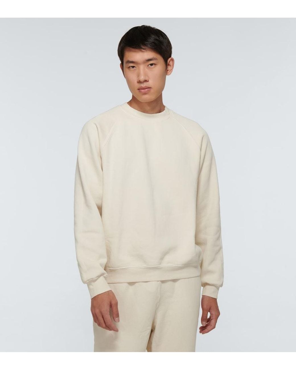 Les Tien White Classic Cotton Raglan Sweatshirt for men