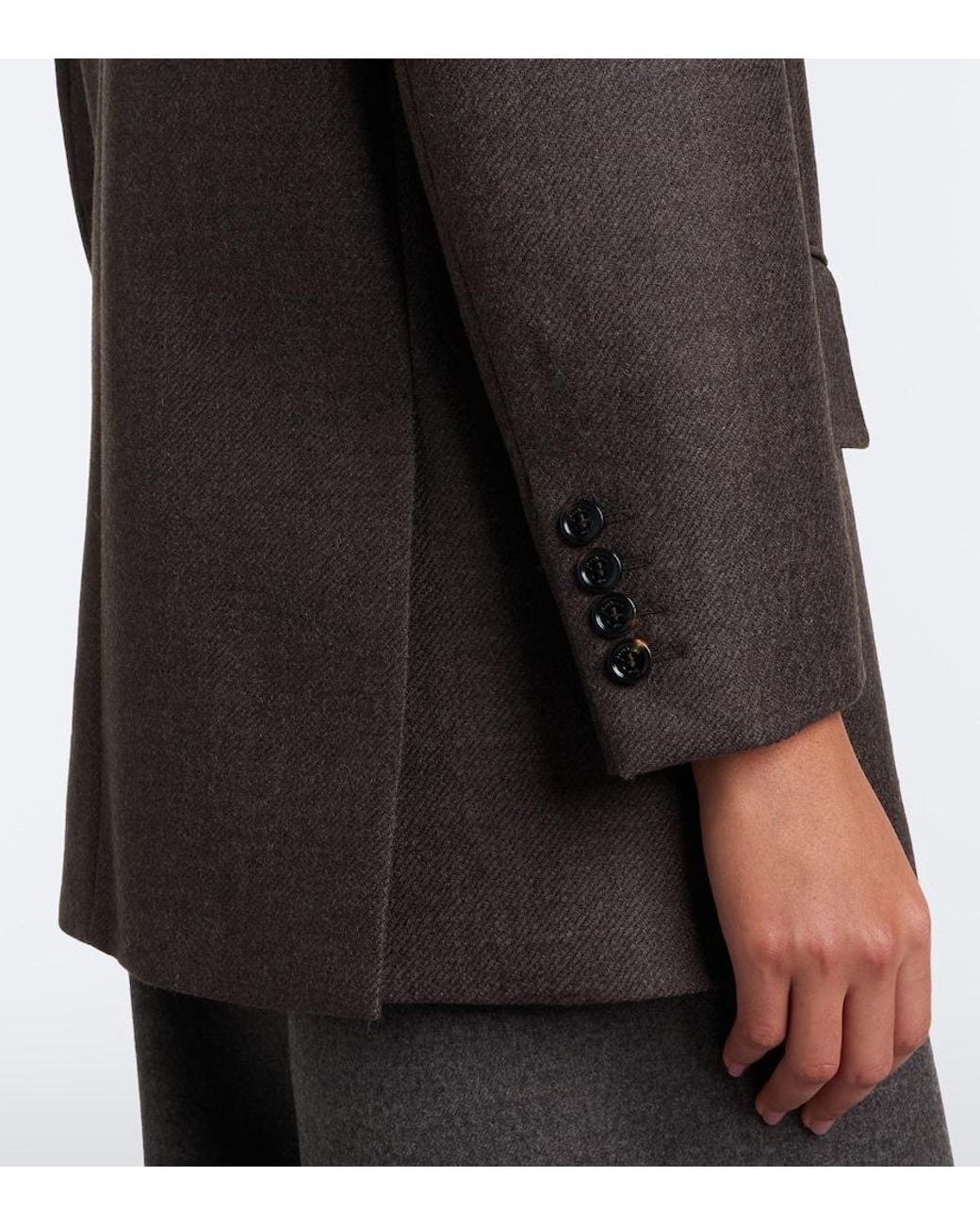 Max Mara Brown Double-Breasted Virgin Wool Blazer