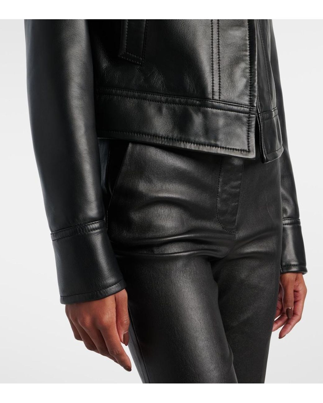 Joseph Black Caron Cropped Leather Jacket