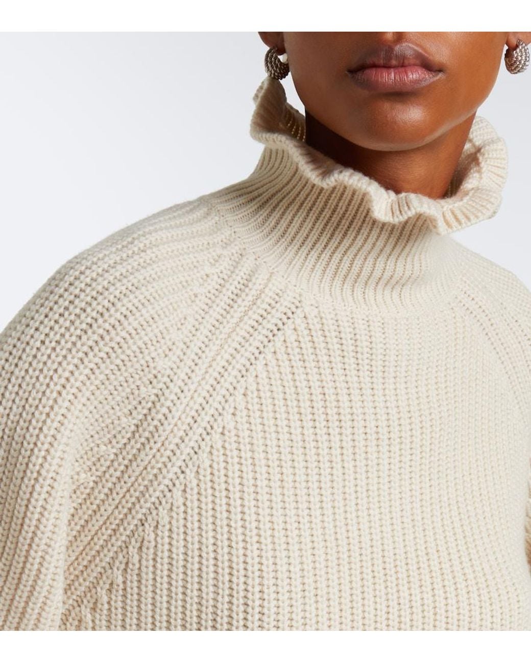Max Mara Natural Ribbed-Knit Wool And Cashmere Sweater