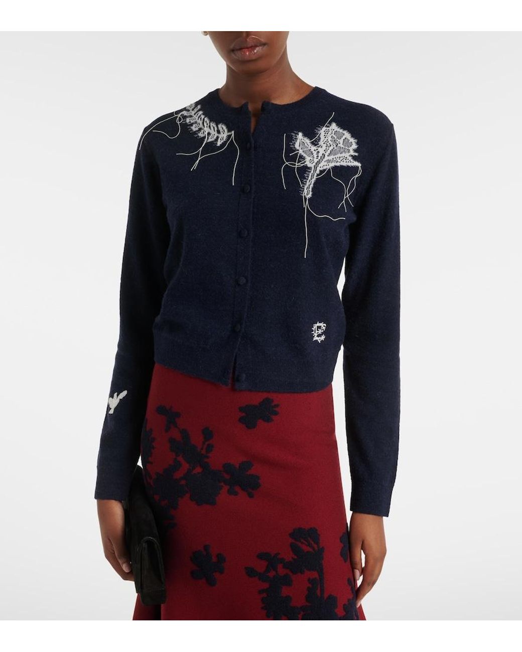 Erdem Blue Embroidered Cardigan