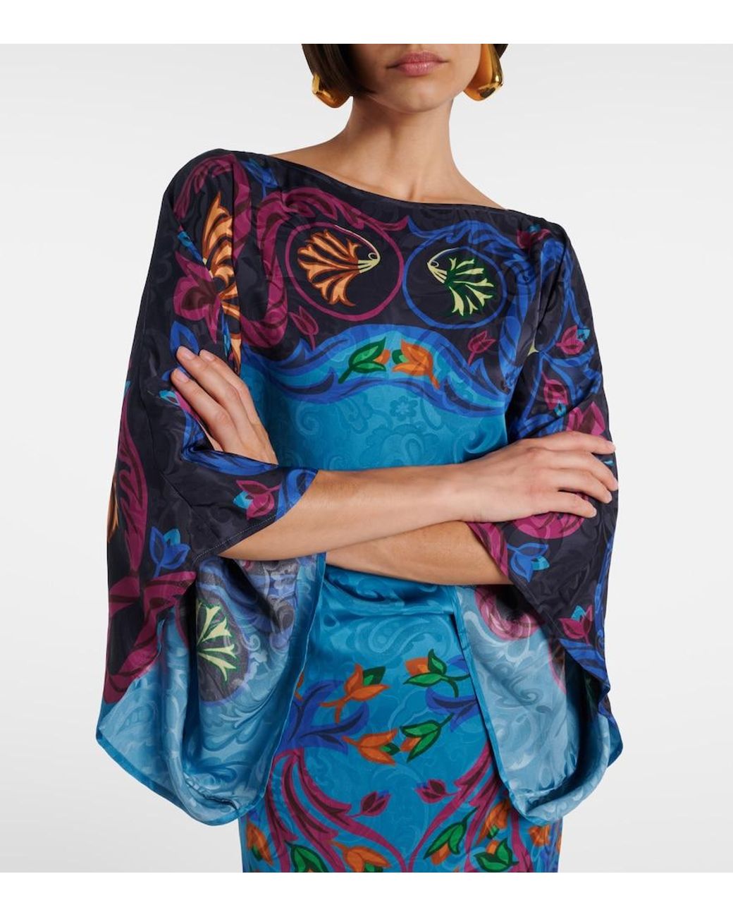Etro Blue Printed Midi Dress