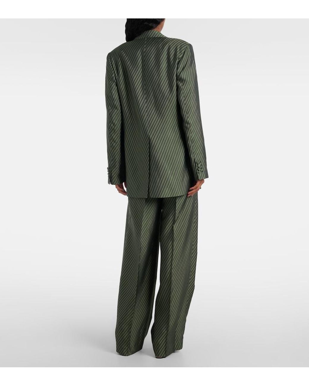 Dries Van Noten Green Striped Blazer