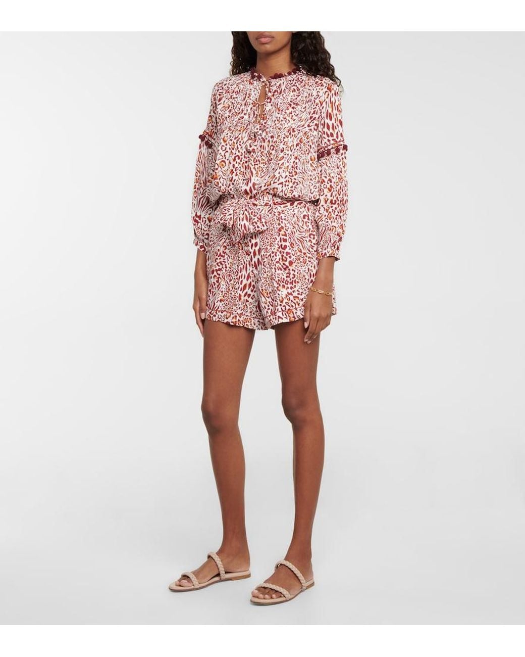 Poupette Red Clara Leopard-print Blouse