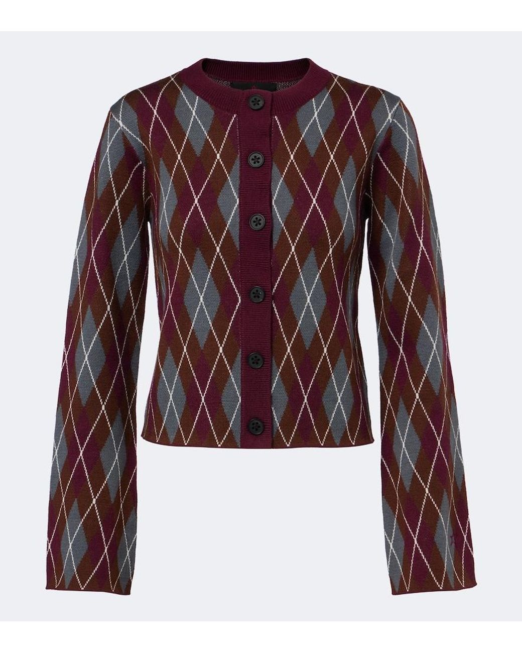 Perfect Moment Red Argyle Wool Cardigan