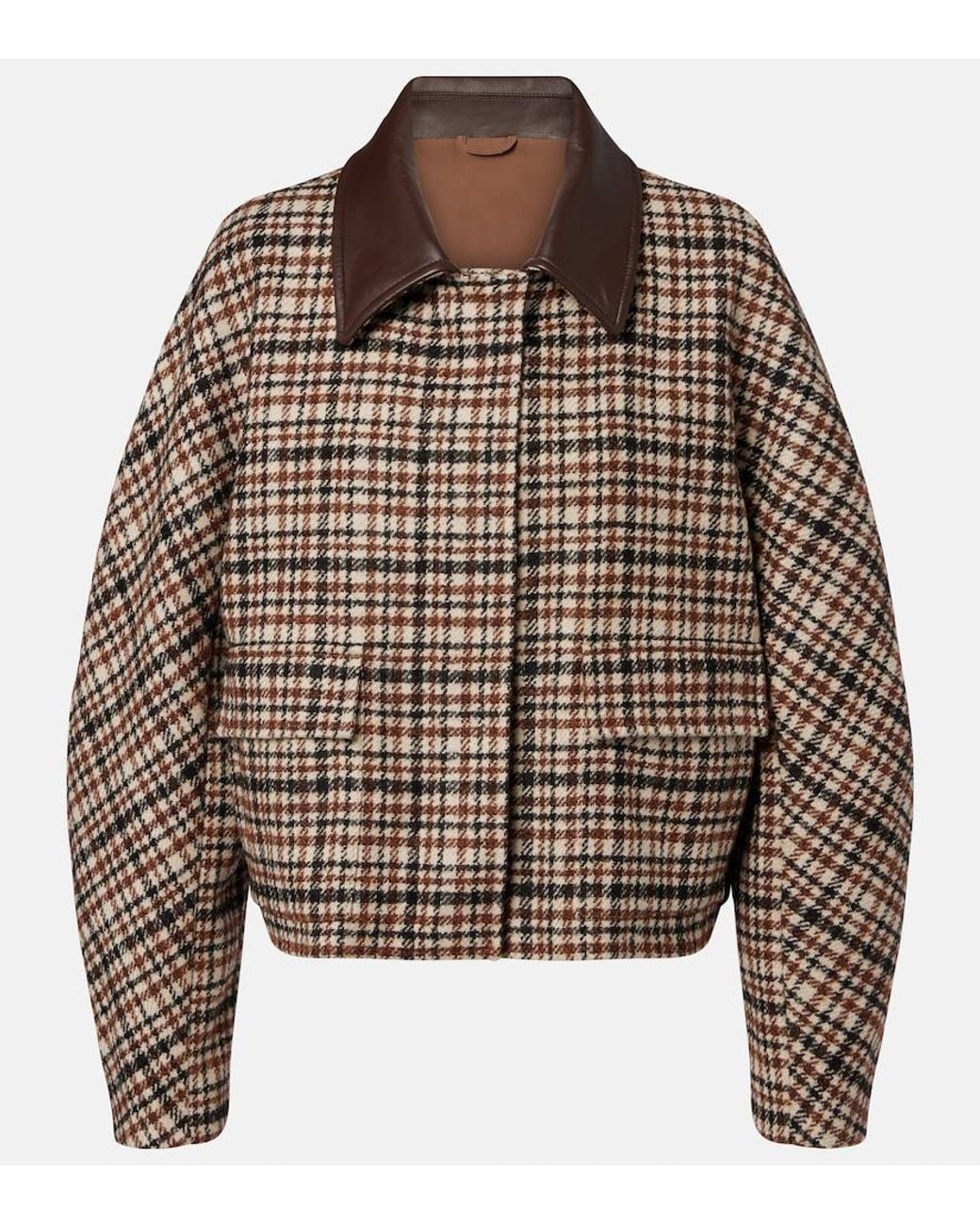 Brunello Cucinelli Brown Checked Wool And Alpaca-Blend Jacket