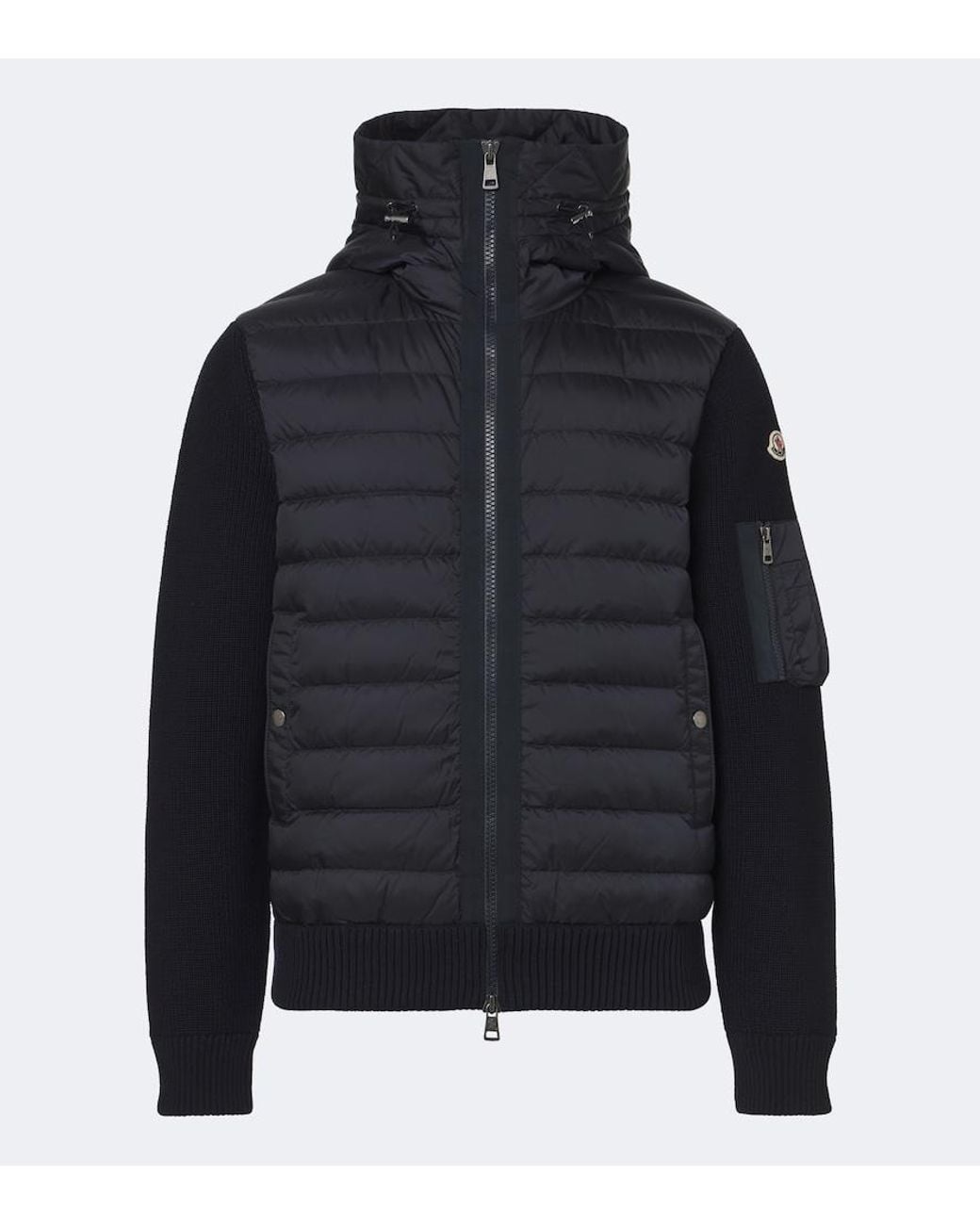 Moncler Blue Permanent Paneled Wool-Blend Jacket for men
