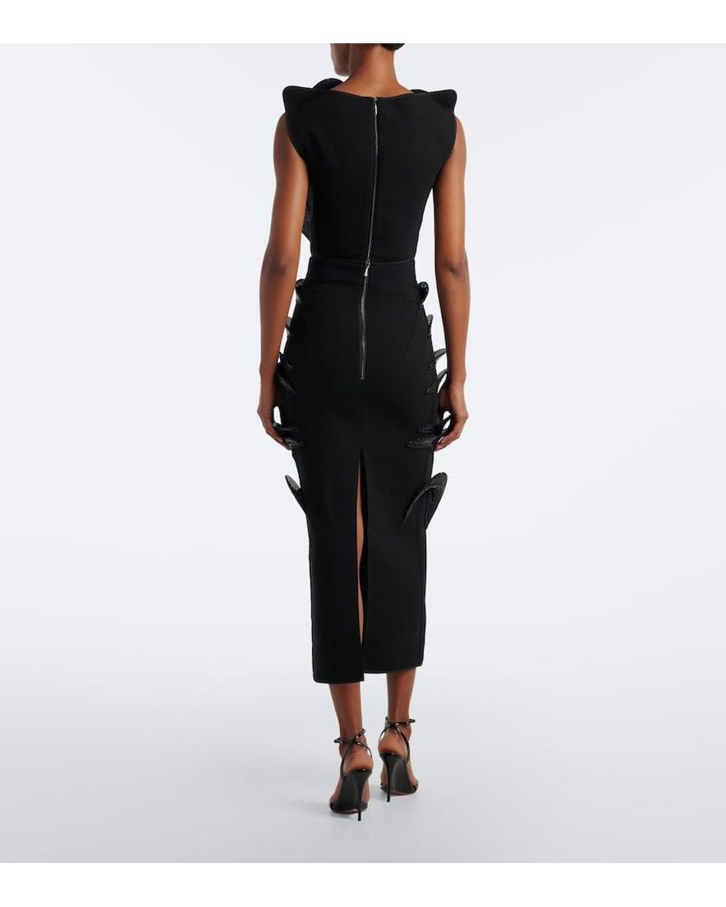 Maticevski Black Arching Sequined Embellished Pencil Skirt