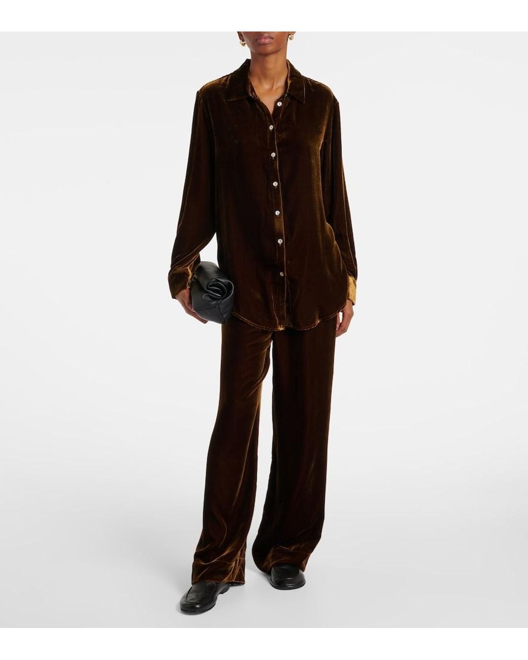 Asceno Brown London Velvet Pajama Pants