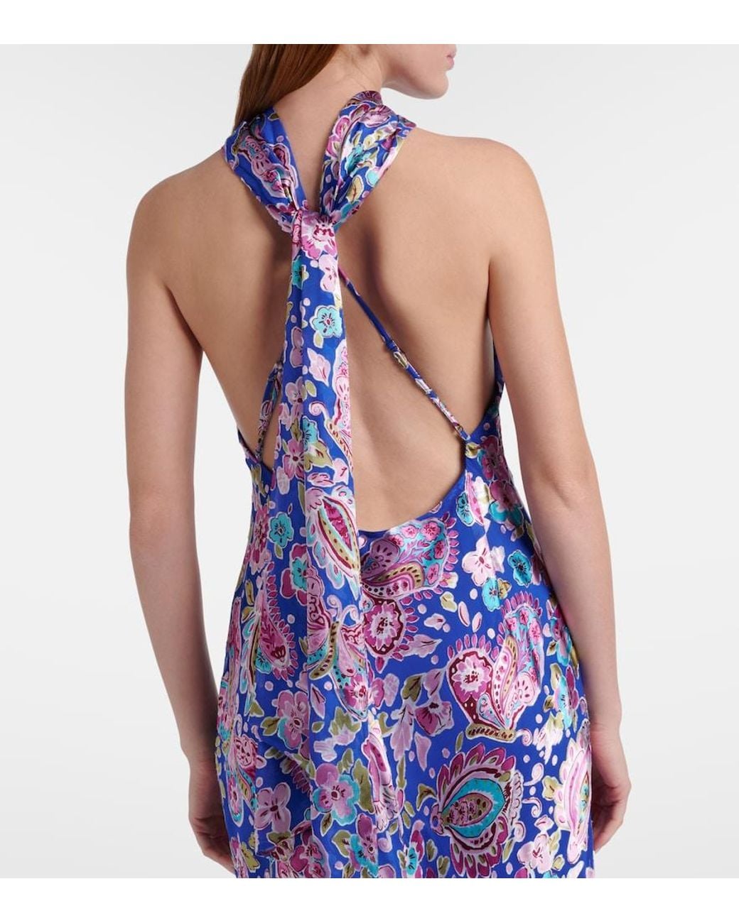 Rixo Blue Hayley Floral Maxi Dress