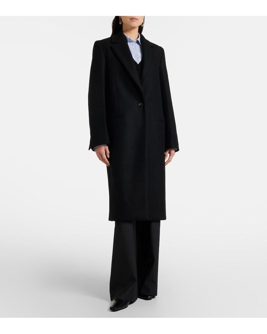 Totême Black Wool-Blend Coat