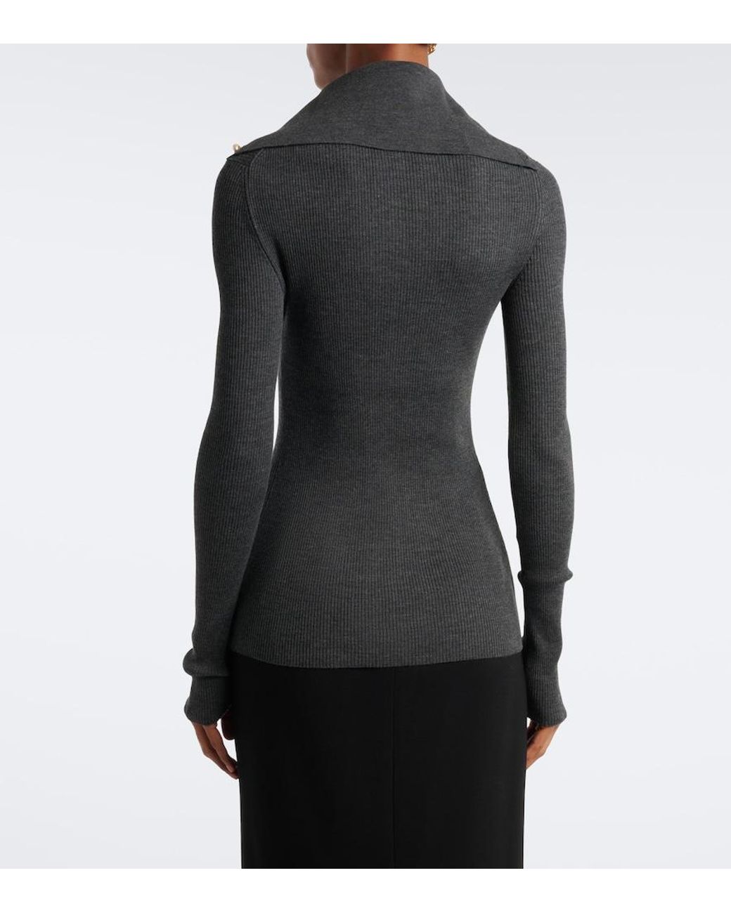 Dolce & Gabbana Black Embellished Ribbed-Knit Wool Cardigan