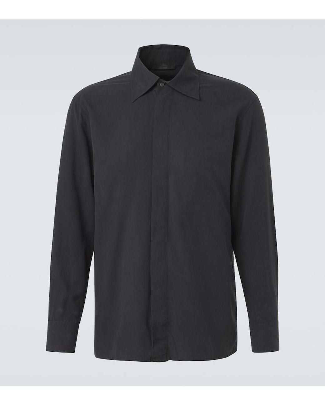 Saman Amel Blue Silk Shirt for men