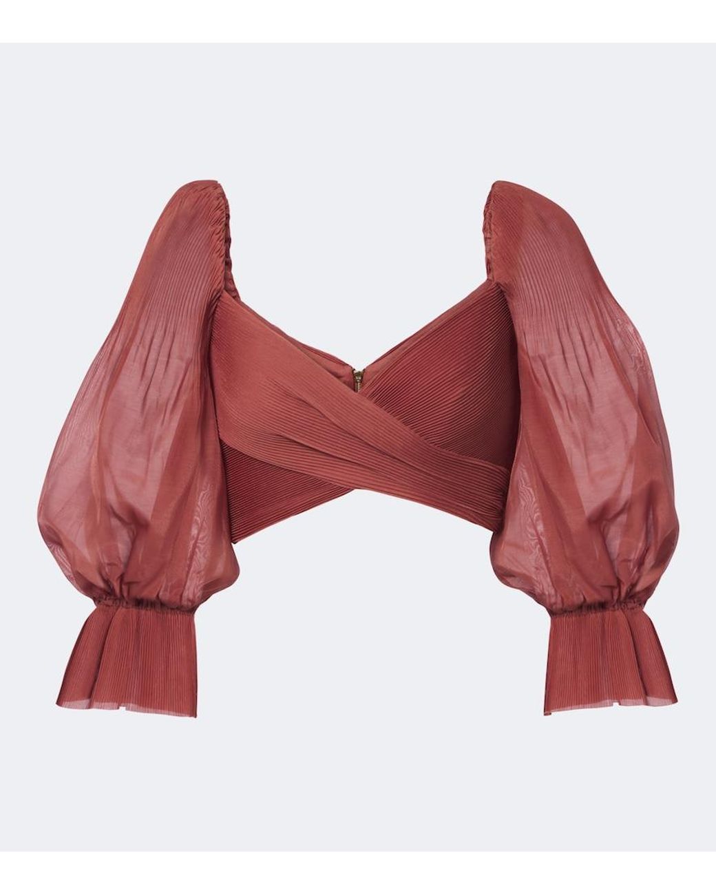 Zimmermann Red Pleated Crop Top