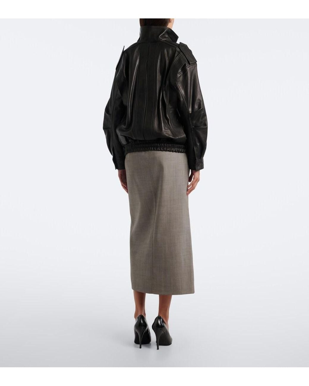 Frankie Shop Gray Maybelle Wool Pencil Skirt