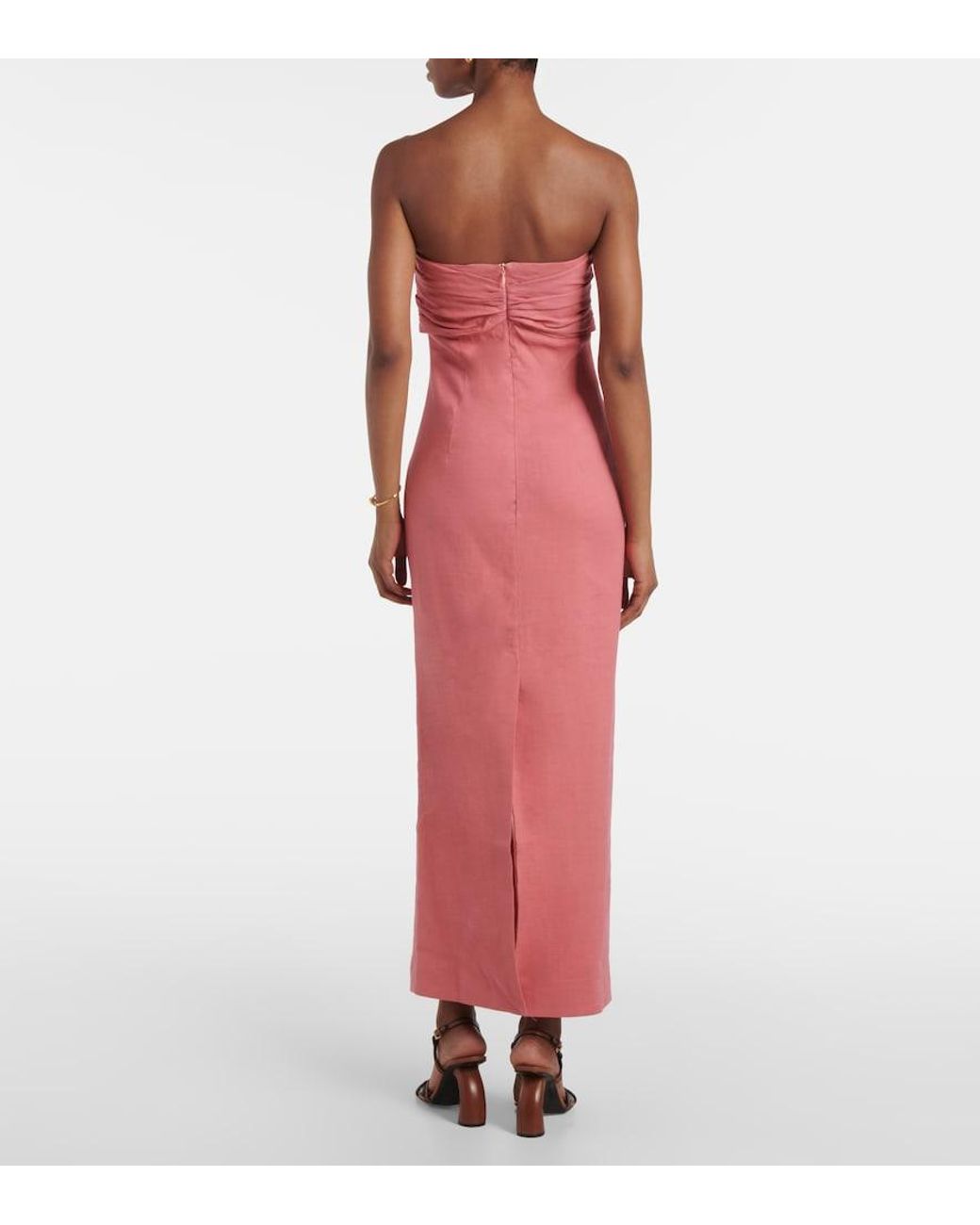 TOVE Pink Rahel Linen And Cotton-Blend Maxi Dress