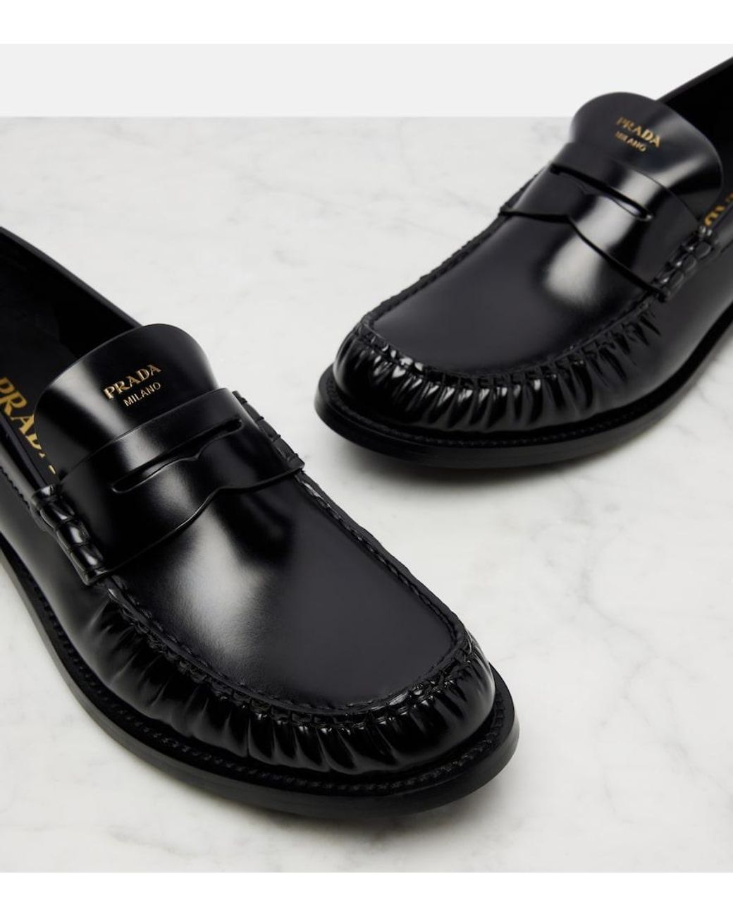 Open-Toe Loafers di Prada in Black