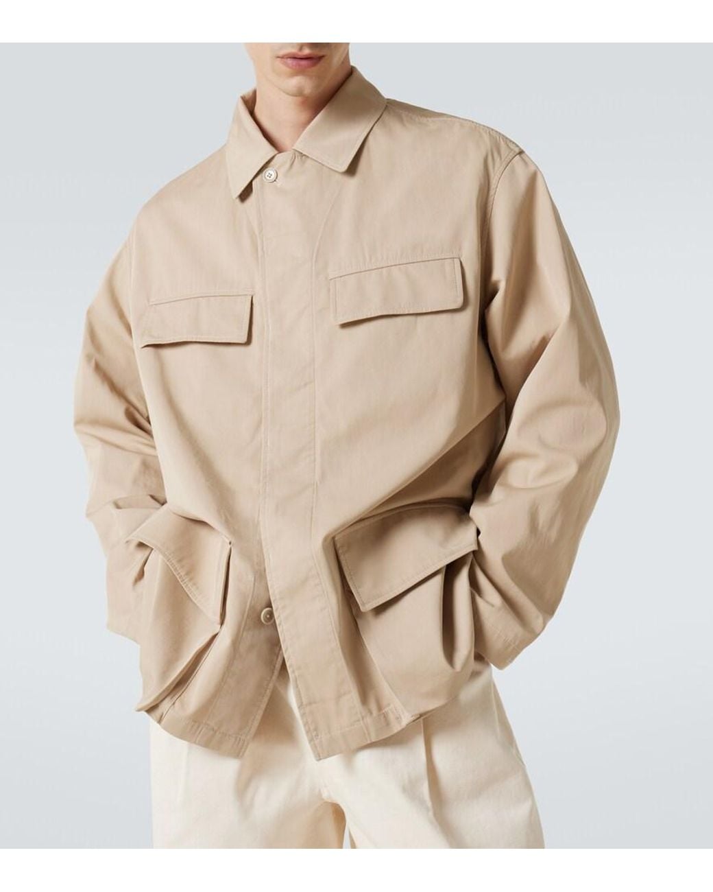 Lemaire Natural Cotton Twill Overshirt for men