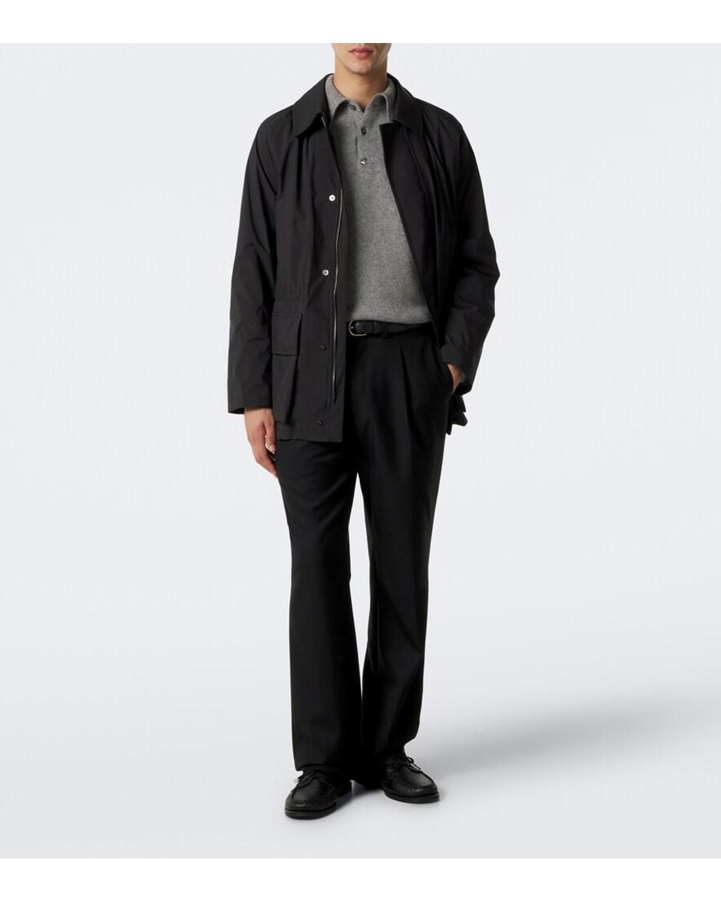 Saman Amel Gray Sander Cashmere Polo Sweater for men