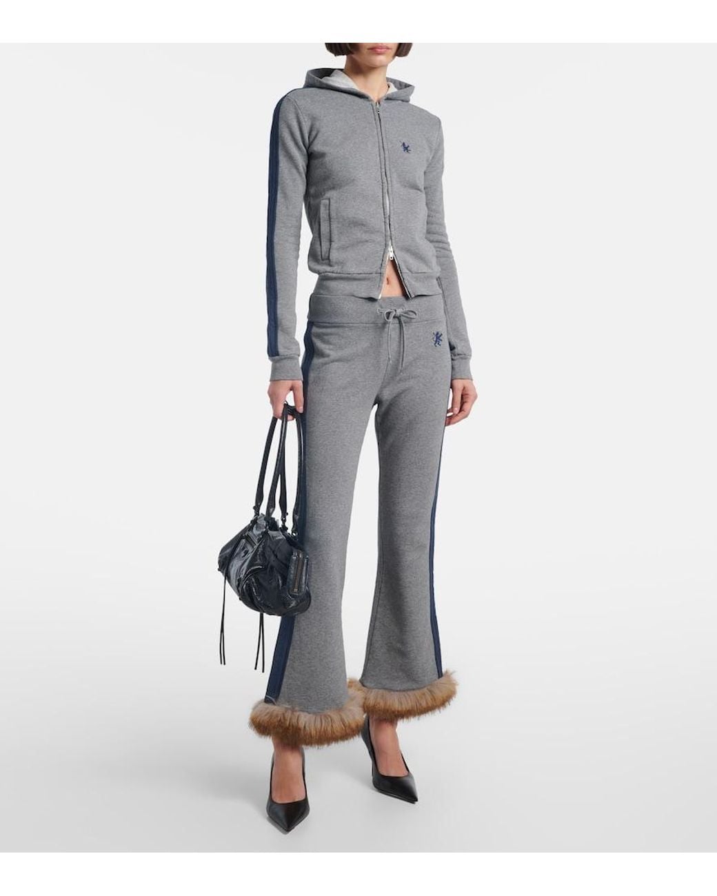 Balenciaga Gray Embroidered Low-Rise Cotton Capri Pants