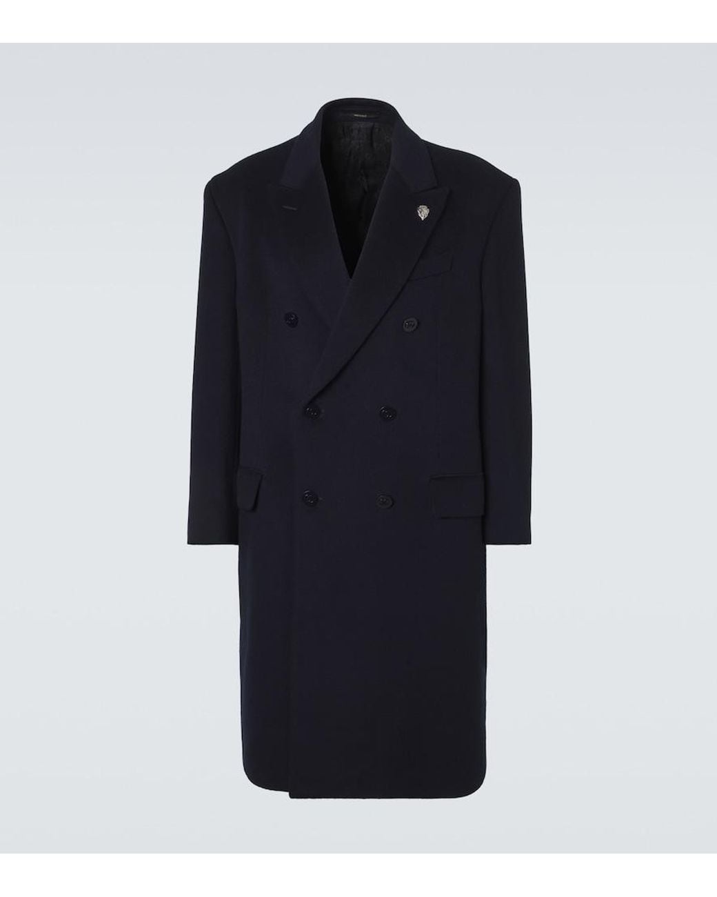 Gucci Blue Double-Breasted Cashmere Coat for men