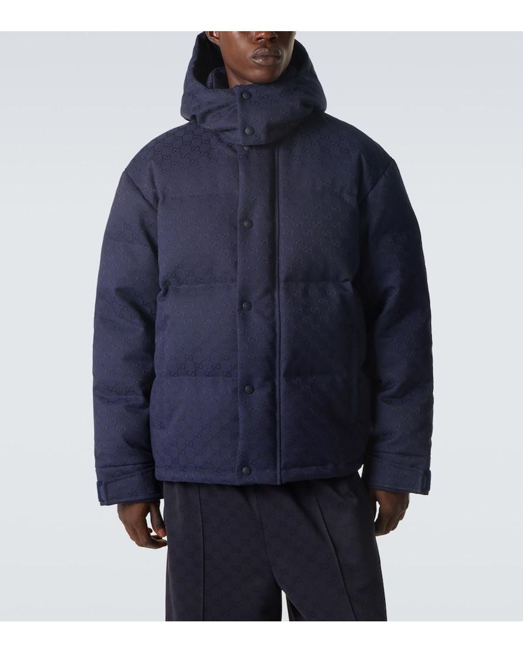 Gucci Blue Gg Canvas Down Jacket for men