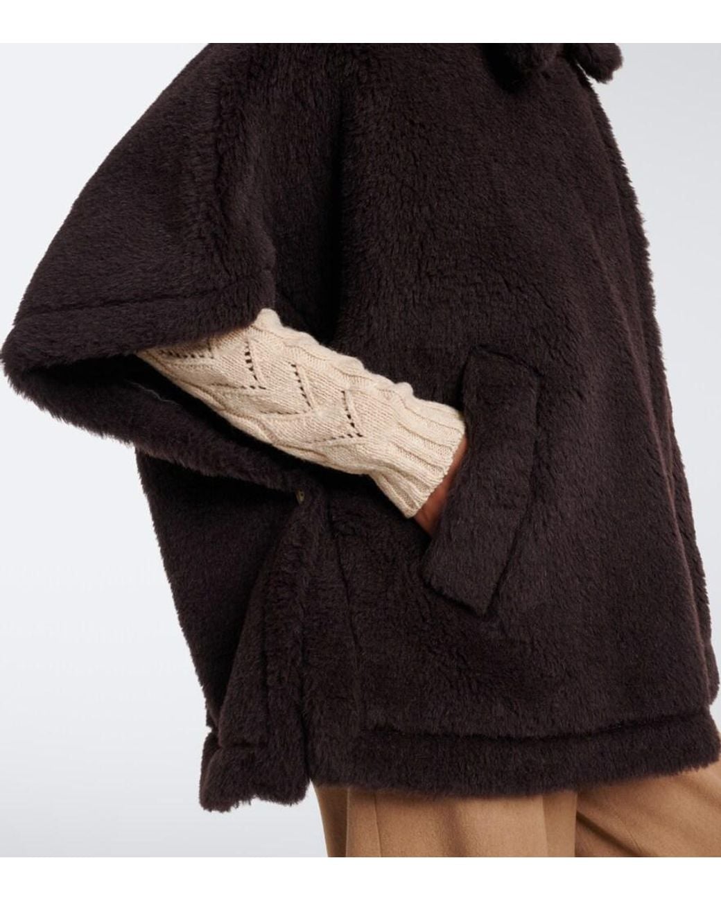 Max Mara Black Alpaca, Wool, And Silk Cape