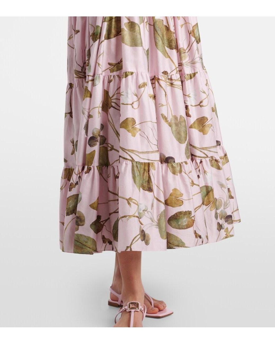 Erdem Pink Printed Cotton Midi Dress