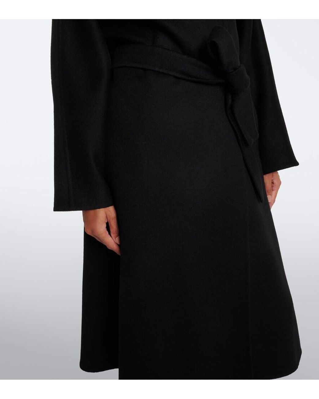 Gucci Black Gg Belted Wool And Silk Wrap Coat
