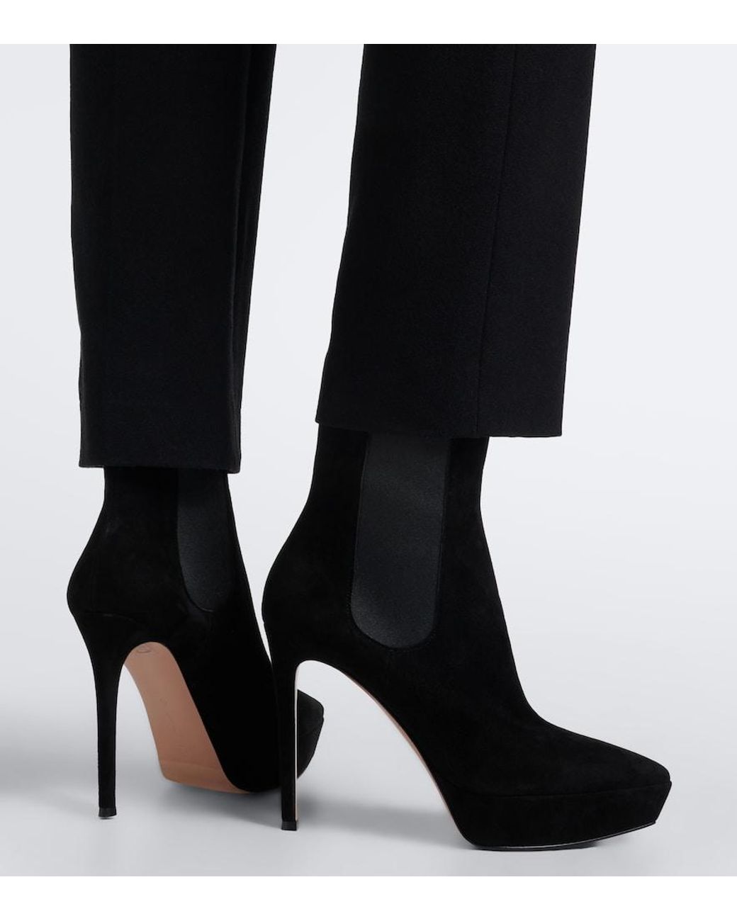 Gianvito Rossi Black Suede Platform Ankle Boots
