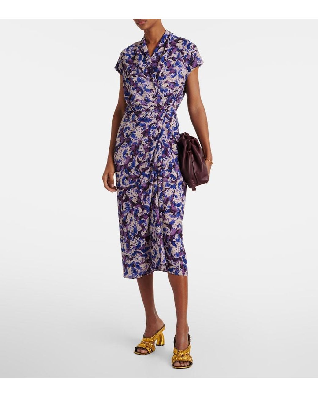 Dries Van Noten Purple Printed Midi Dress