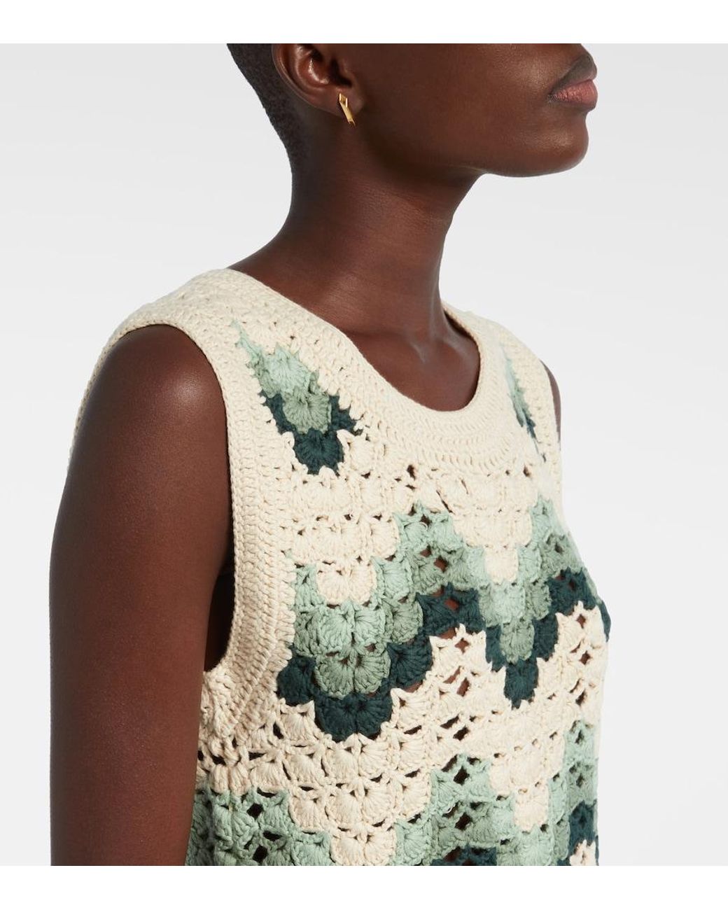 The Upside Green Tidal Sandrine Cotton Crochet Minidress