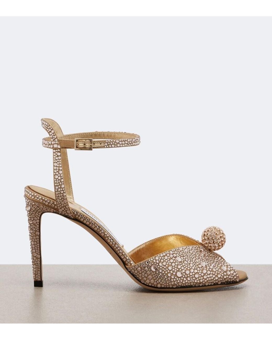 Jimmy Choo Metallic Sacora Crystal-Embellished Sandals