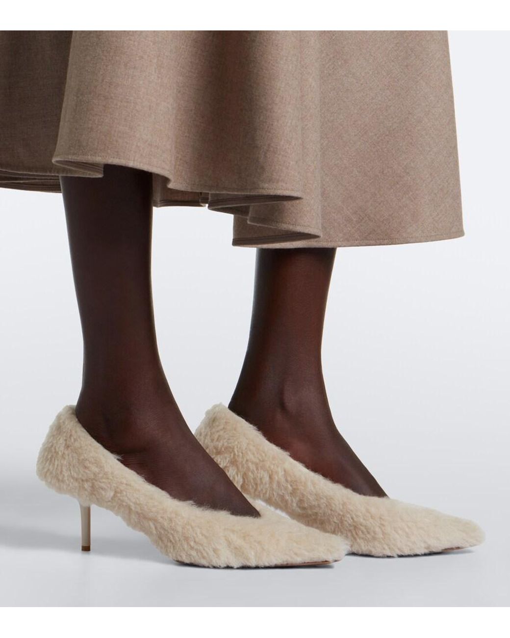 Max Mara White Shearling Pumps