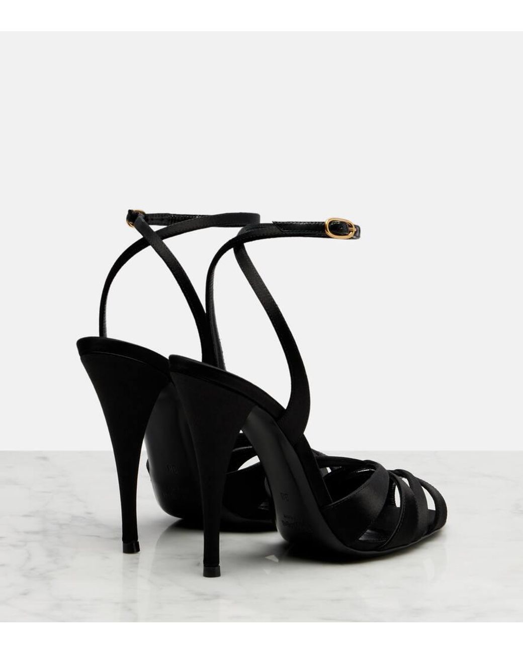 Saint Laurent Black Sandalen Aus Satin