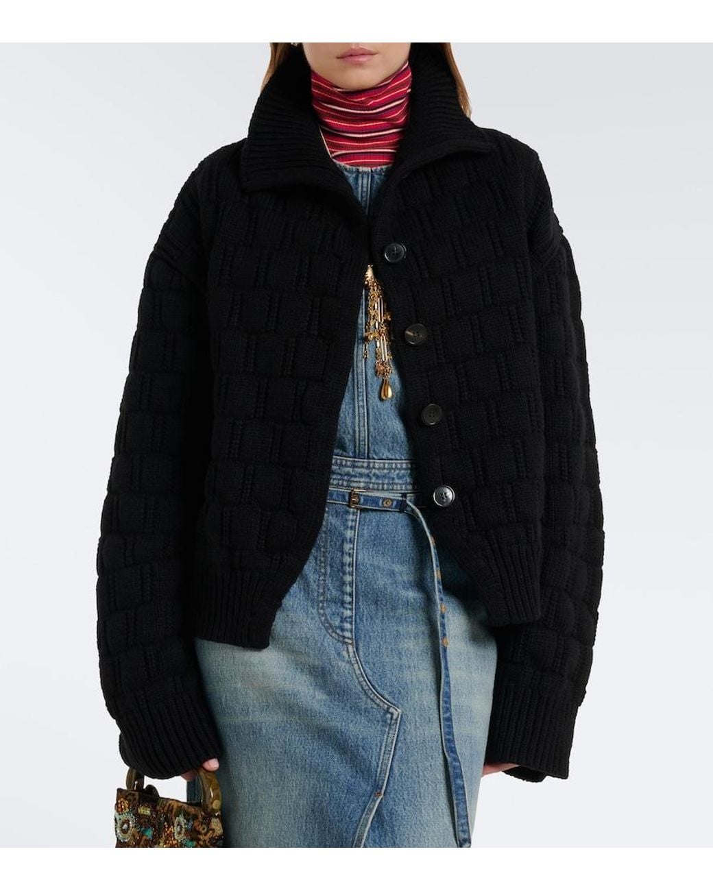 Dries Van Noten Black Wool And Cashmere Cardigan
