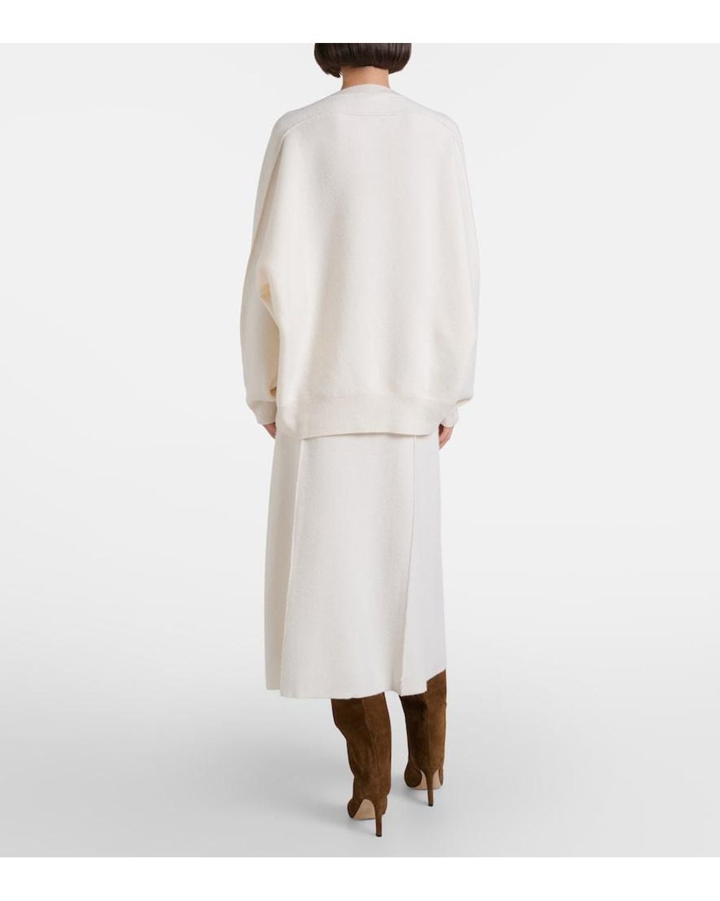 Lisa Yang White Ruthie Cashmere Midi Skirt