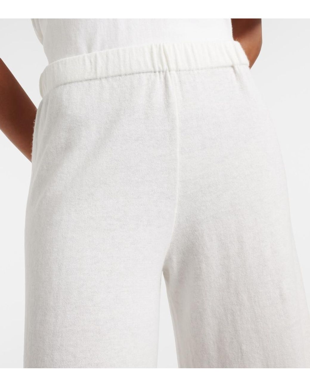 Lisa Yang White Aina Cotton And Cashmere Wide-Leg Pants
