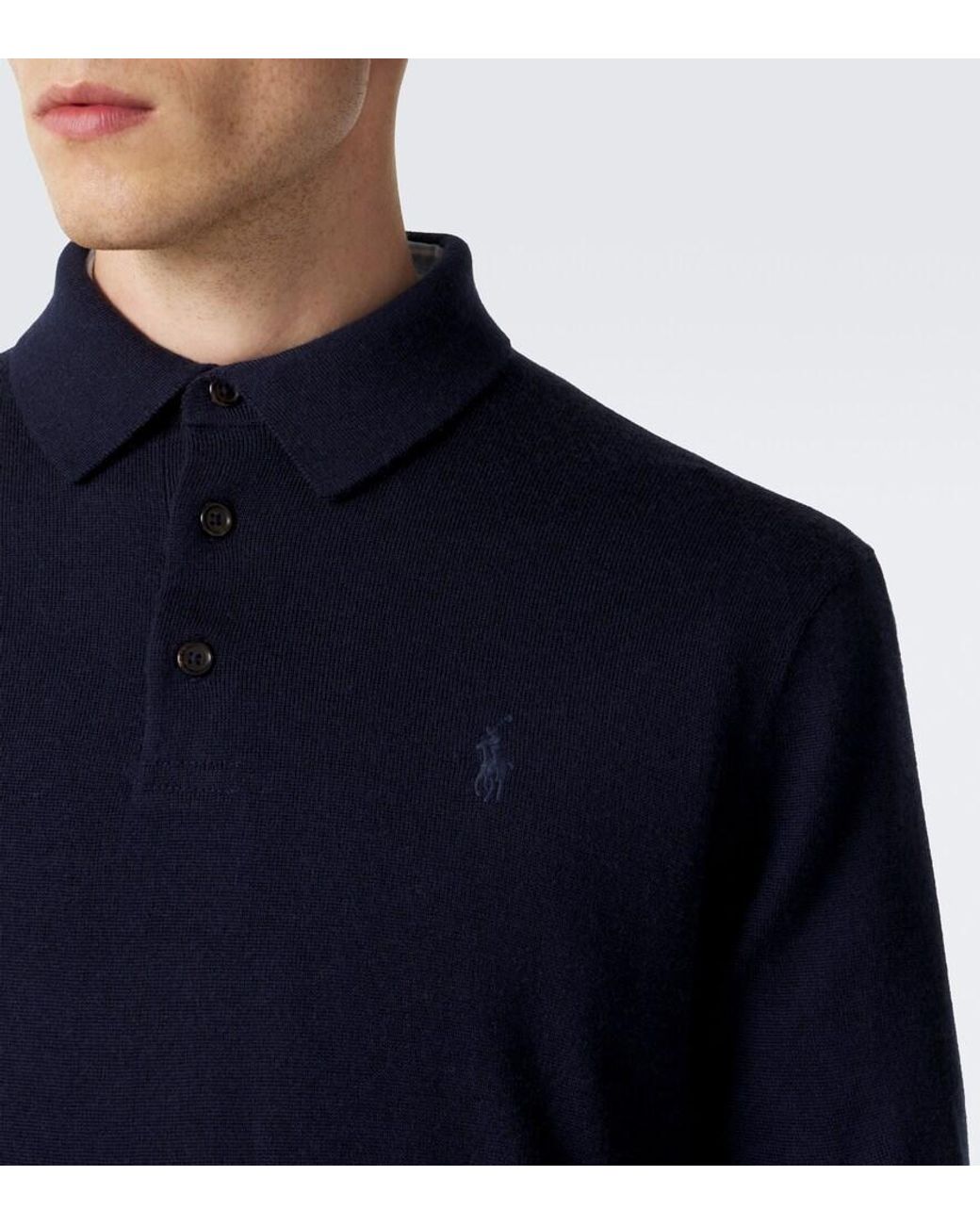 Polo Ralph Lauren Blue Wool Polo Sweater for men