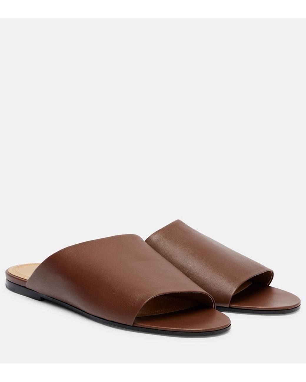 The Row Brown Signum Leather Slides