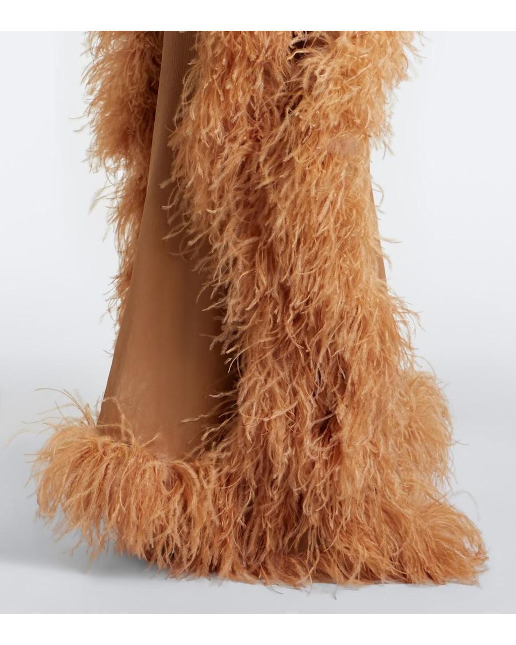 Taller Marmo Brown Sza Sza Spirito Feather-Trimmed Kaftan