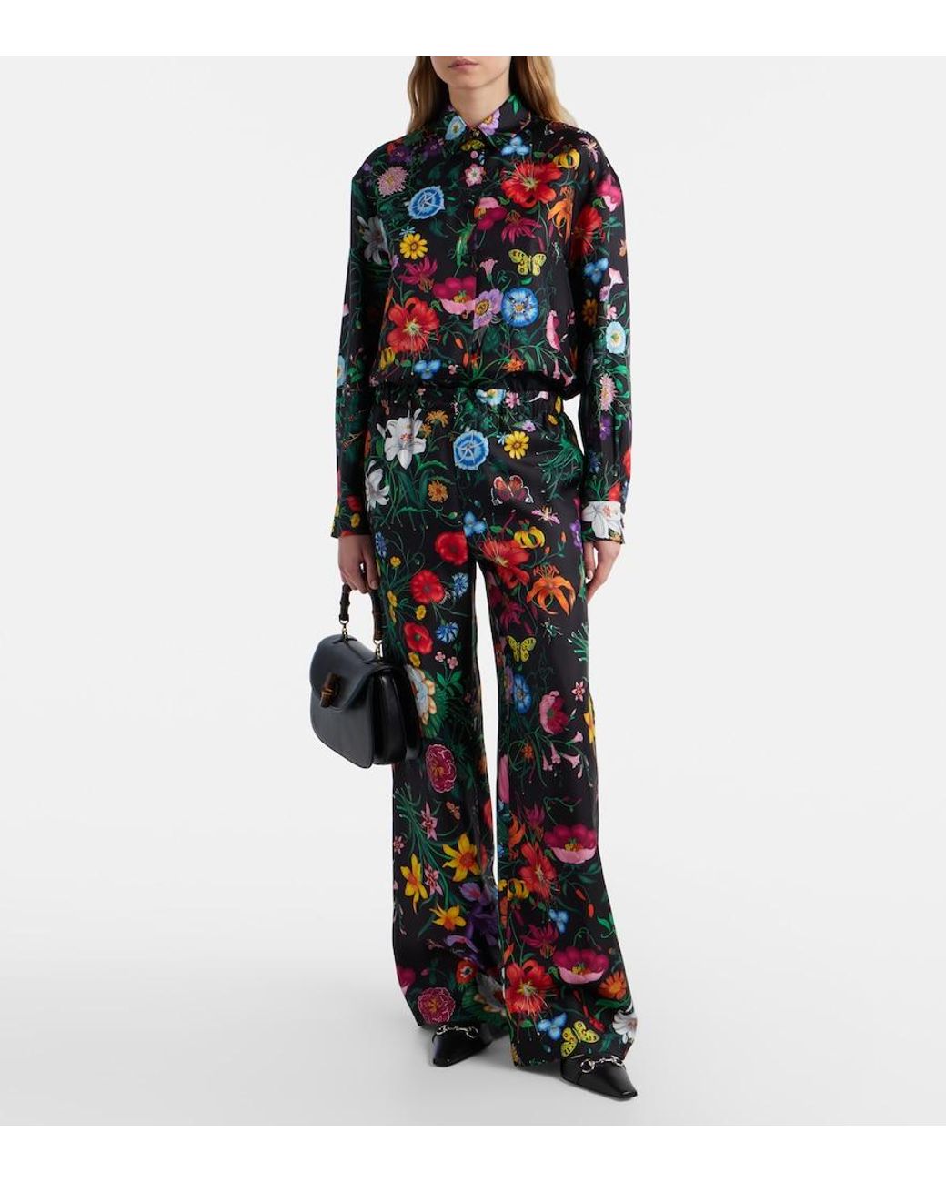Gucci Black Printed Silk Twill Shirt